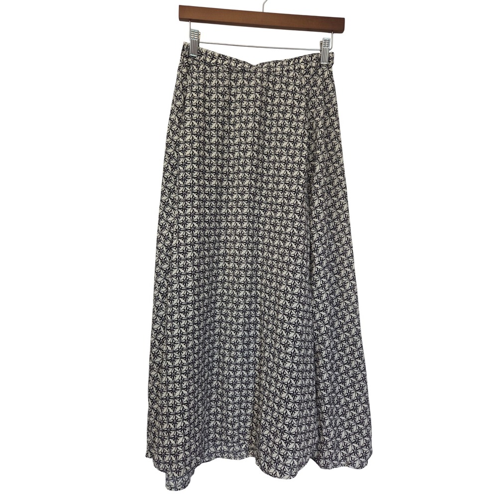 Max Studio Midi Skirt Geometric Print Women S Black Cream NWOT
